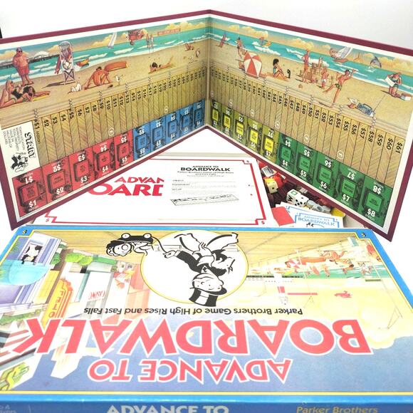Advance To Boardwalk Monopoly Board Game Parker Brothers Vintage 100% Complete - Picture 4 of 4